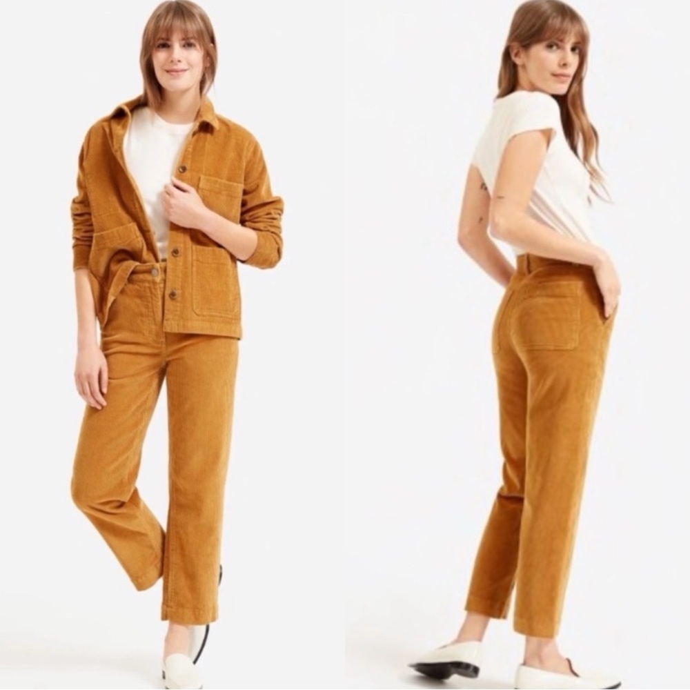 EVERLANE Corduroy Straight Cotton High Rise Tan Camel Pants Trousers